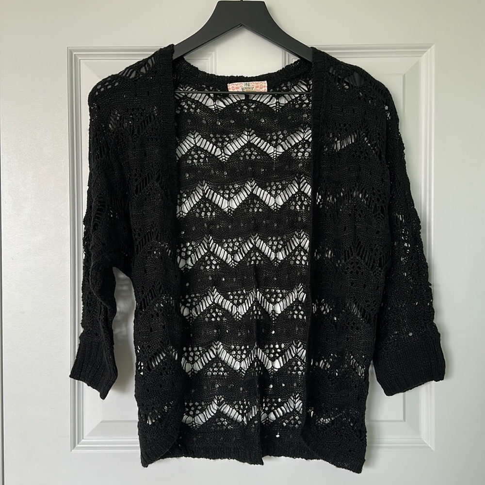 Black Loose Knit Cardigan Sweater